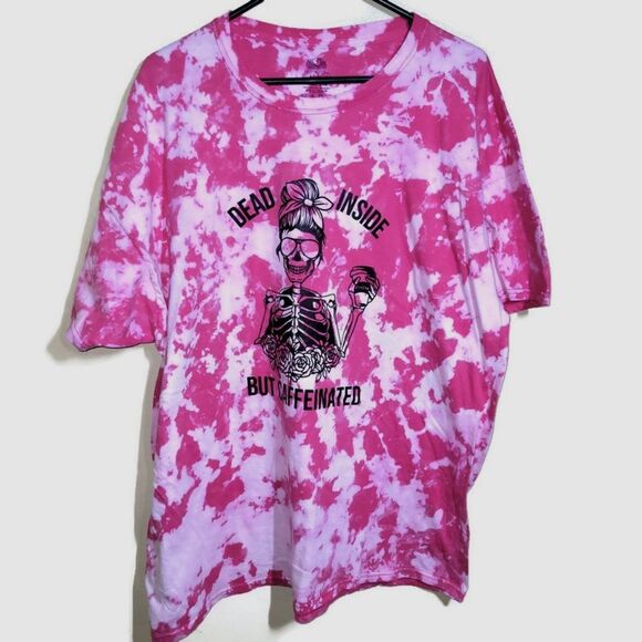 New Dead Inside But Caffeinated Tie Dye T-Shirt 2XL - Picture 1 of 7